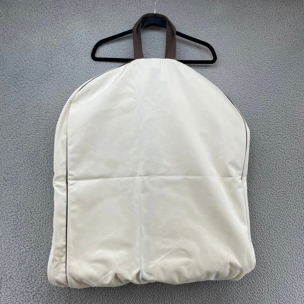 Hermes Garment Bag Unisex OS Adult Cream Canvas Brown Trim Logo Travel Case